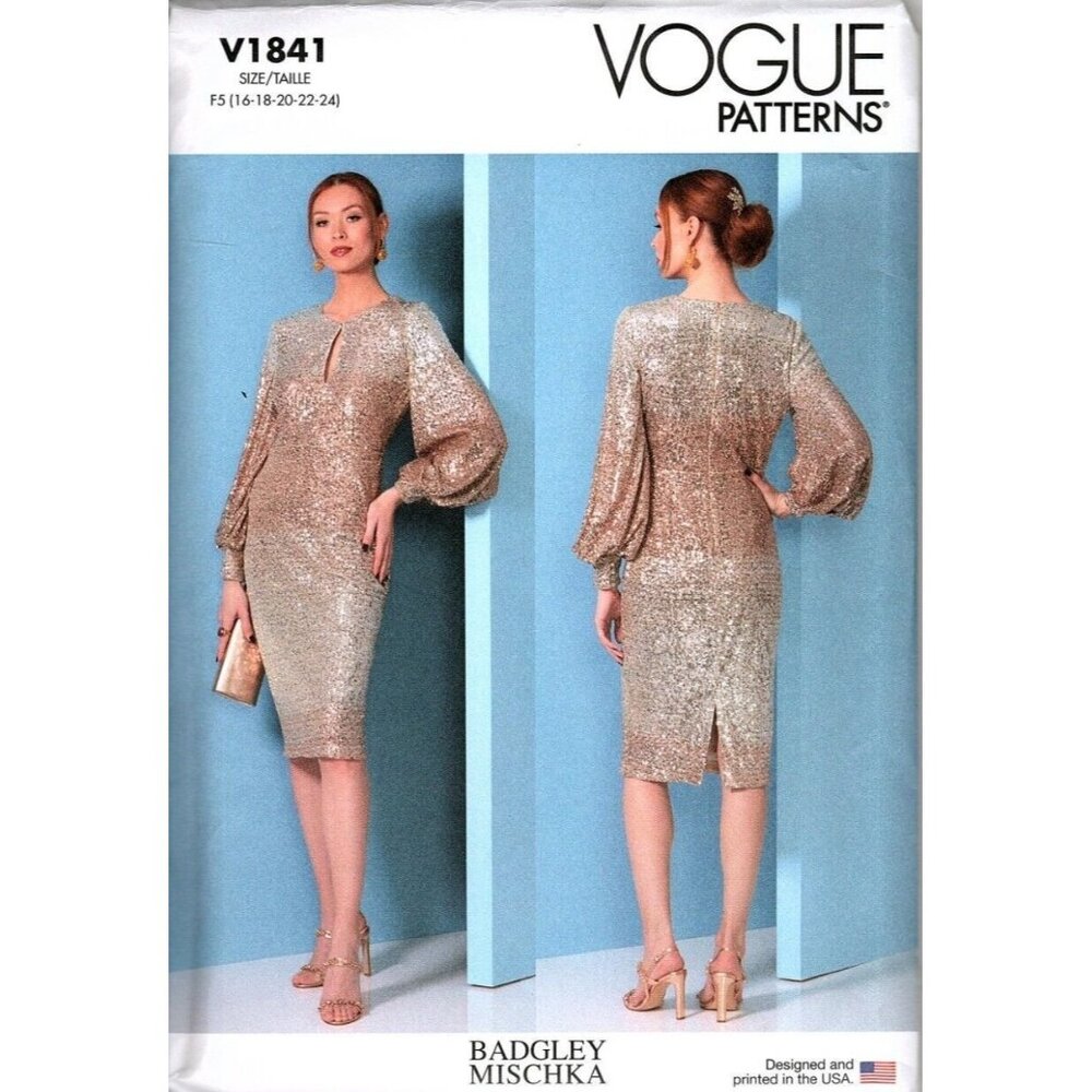 Vogue V1841 Misses 16 to 24 Special Occasion Cocktail Dress Uncut Sewing Pattern